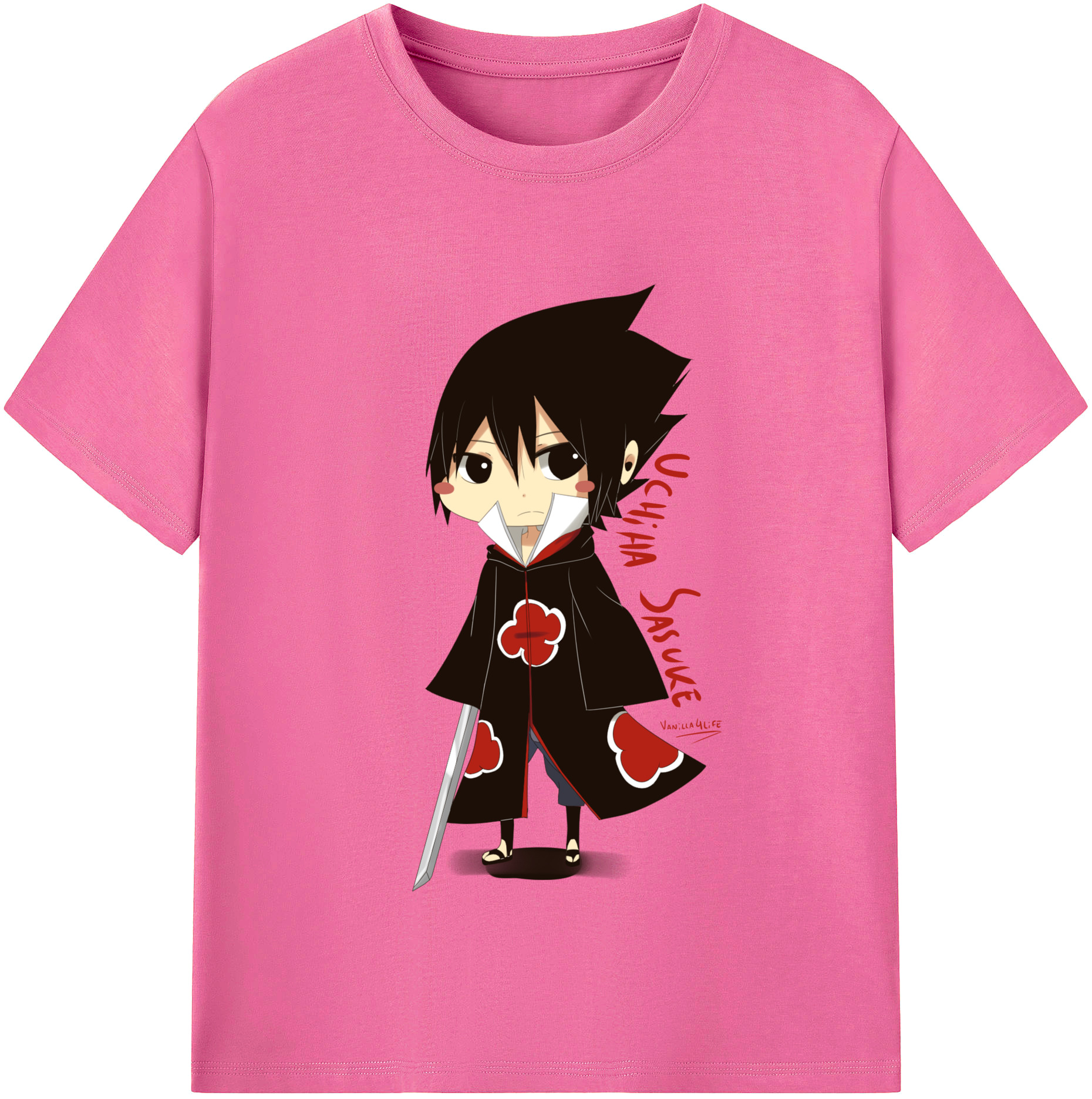 （画像用） NARUTO -ナルト- うちは サスケ Uchiha Sasuke レディースカジュアルプリントTシャツ（綿100％）